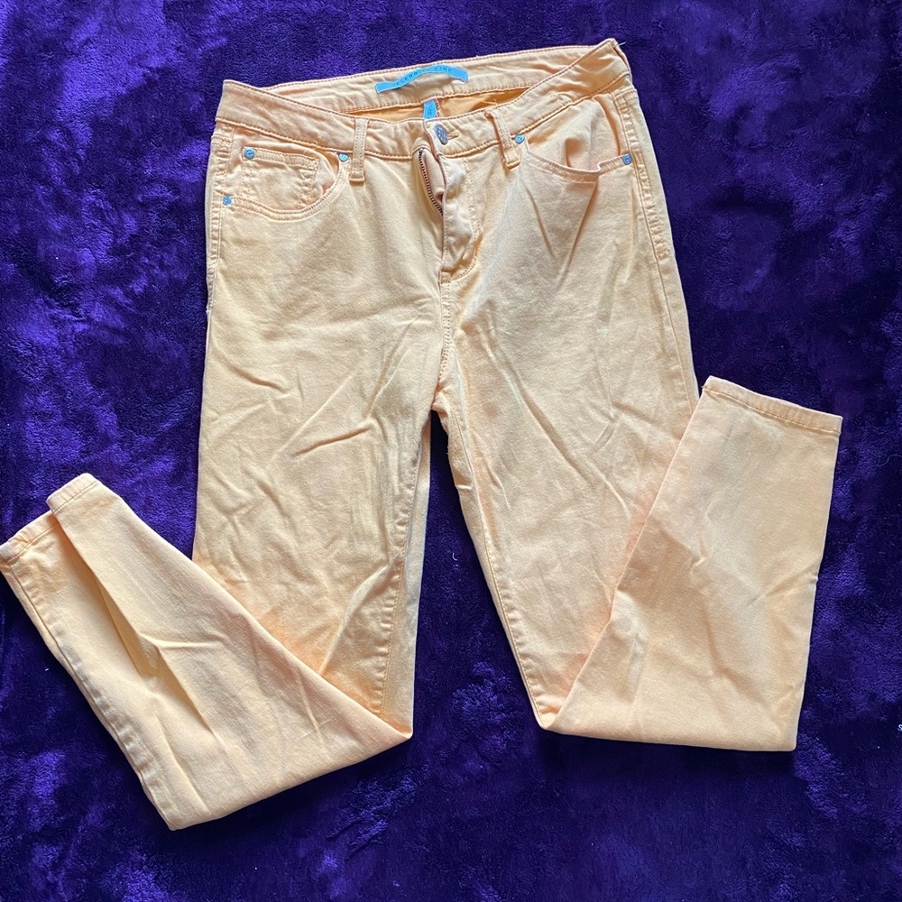 Orange skinny jeans